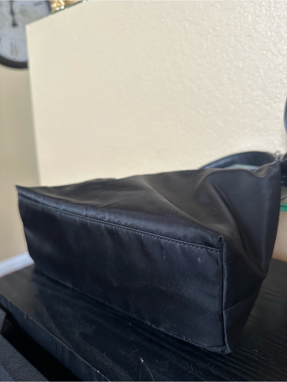 Authentic Prada black Tessuto Nylon Shoulder Bag with Leather Plaque - Picture 7 of 16